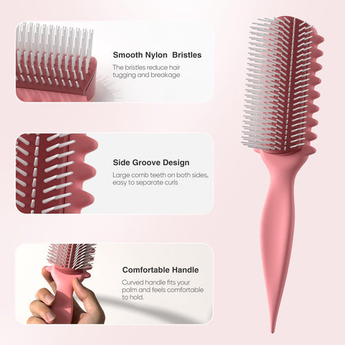 Curly Hairbrush Curl Defining Voluming Styling Tool Pink